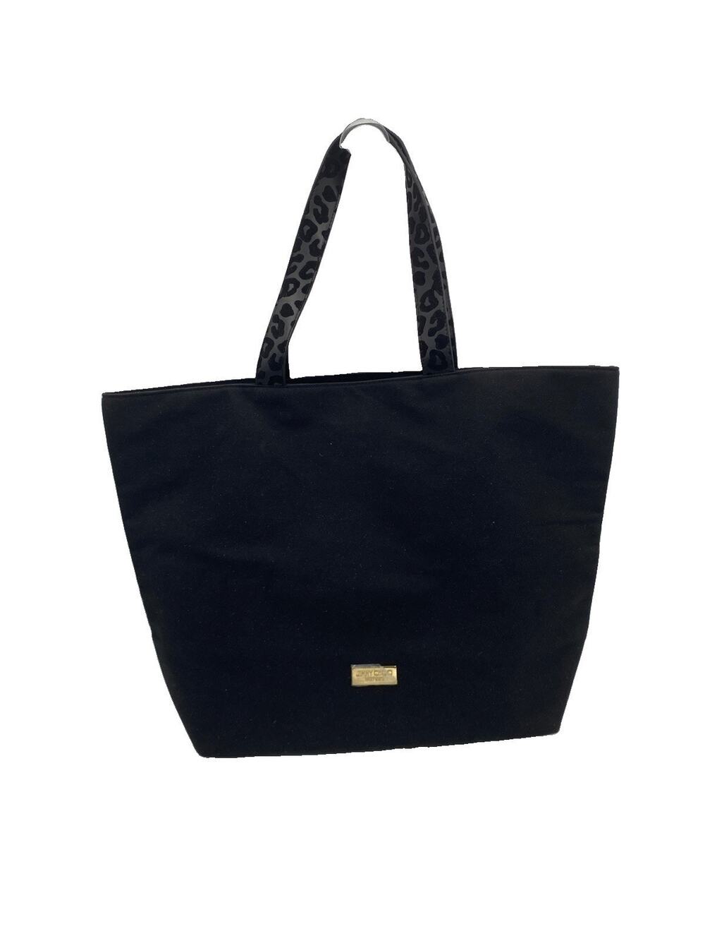 Jimmy Choo Parfums Black Glitter Tote Bag Logo Leopard Print Handles